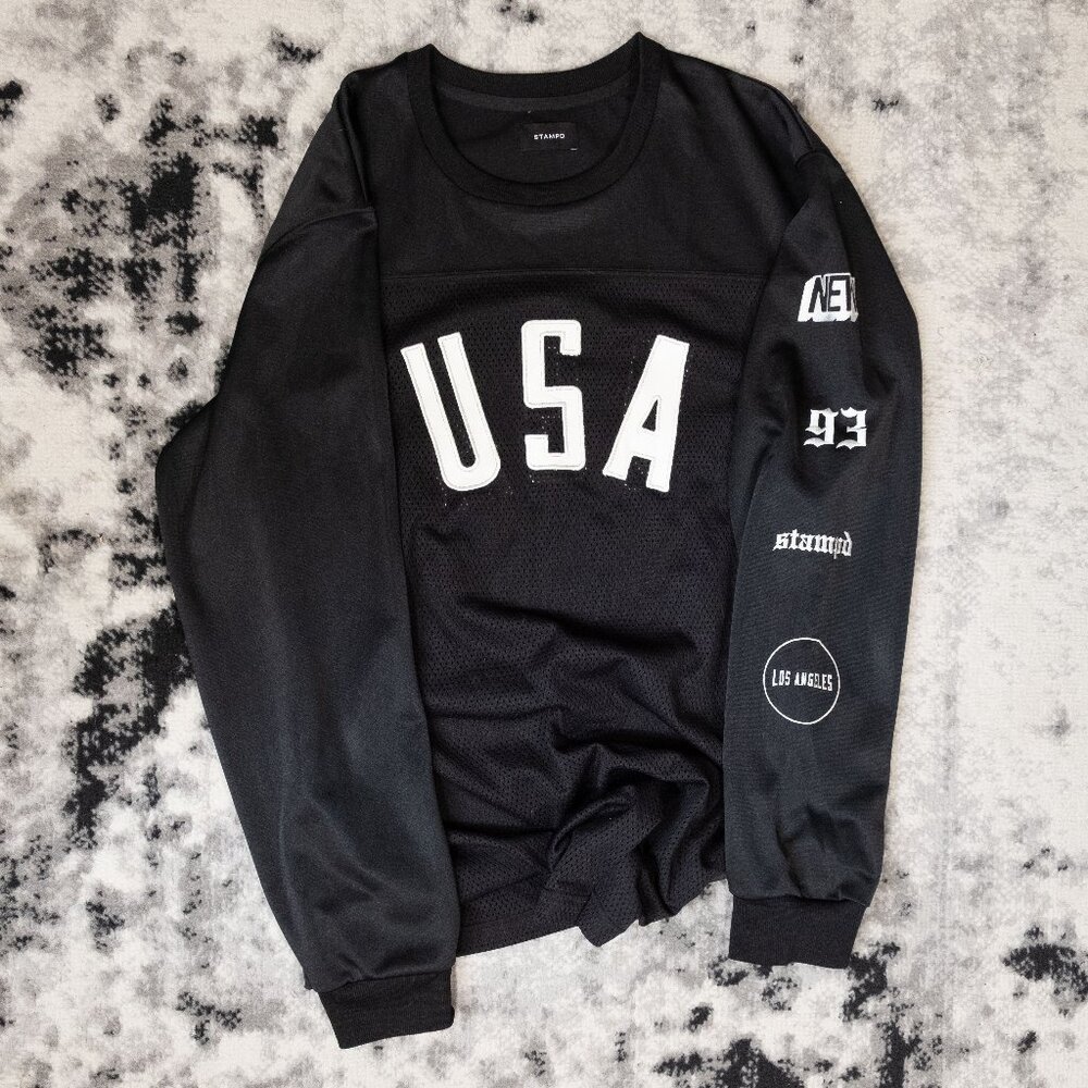 Stampd Black USA Panel Long Sleeve Jersey